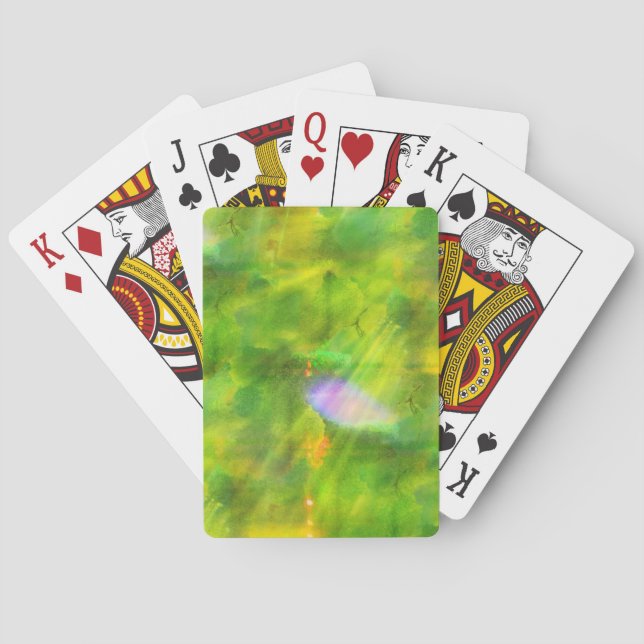 färben Sie das nahtlose Hintergrundgrün, gelb Spielkarten (Rückseite)