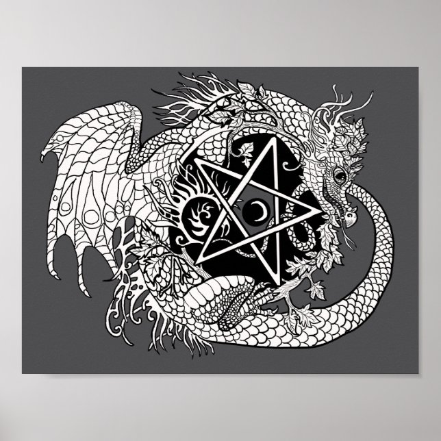 Färben Sie Ihr eigenes Drachen-Pentagramm Poster (Vorne)