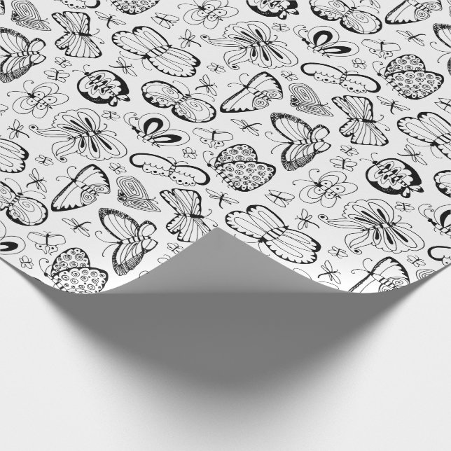 Färben Sie Ihr eigenes Schmetterlings-Muster Geschenkpapier (Ecke)