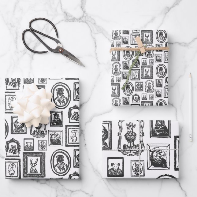 Färben Sie Ihr eigenes Tierporträt-Papier Geschenkpapier Set (Vorderseite)