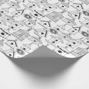 Färben Sie Ihre eigenen reizend Birdhouses Geschenkpapier