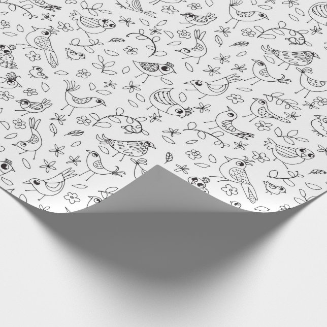 Färben Sie Ihre eigenen wunderlichen Vögel und Geschenkpapier (Ecke)