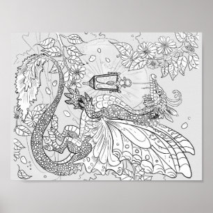 Färben Sie Ihren eigenen Garten-Feen-Drachen Poster