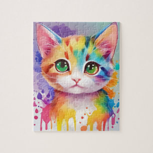 Farben Splash Wasserfarbe Katze Puzzle