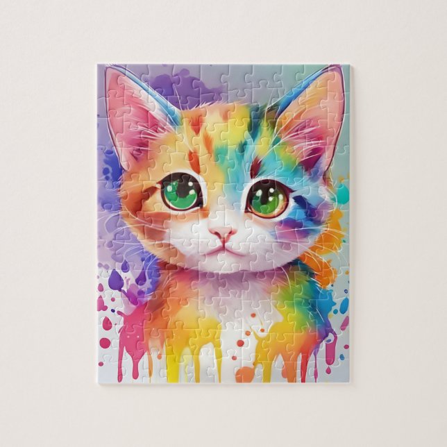 Farben Splash Wasserfarbe Katze Puzzle (Vertikal)