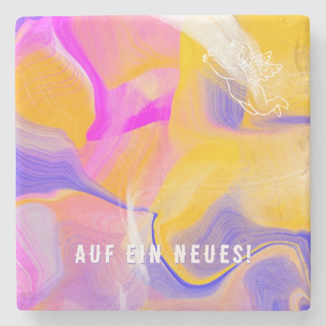Farben, Text, Bild oder Logo Steinuntersetzer (Vorderseite)