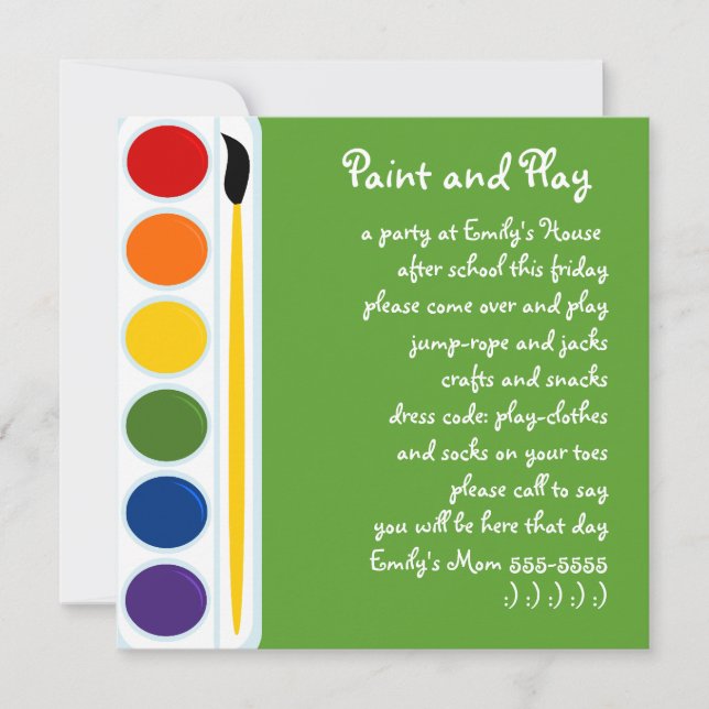 Farben und Bürsten Einladung (Vorderseite)