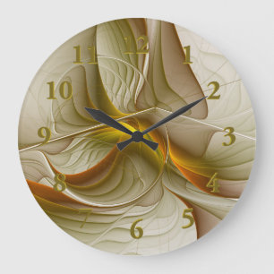 Farben von Edelmetallen, abstrakte fraktale Kunst Große Wanduhr
