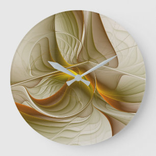 Farben von Edelmetallen, abstrakte fraktale Kunst Große Wanduhr
