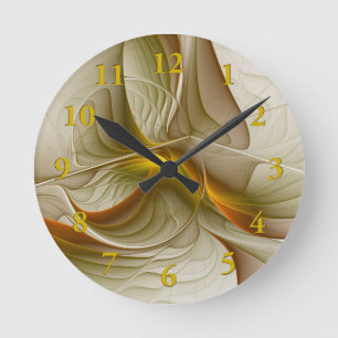 Farben von Edelmetallen, abstrakte fraktale Kunst Runde Wanduhr