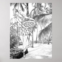 Färben von Graustufen, Vintage Frauen, Naturbäume Poster