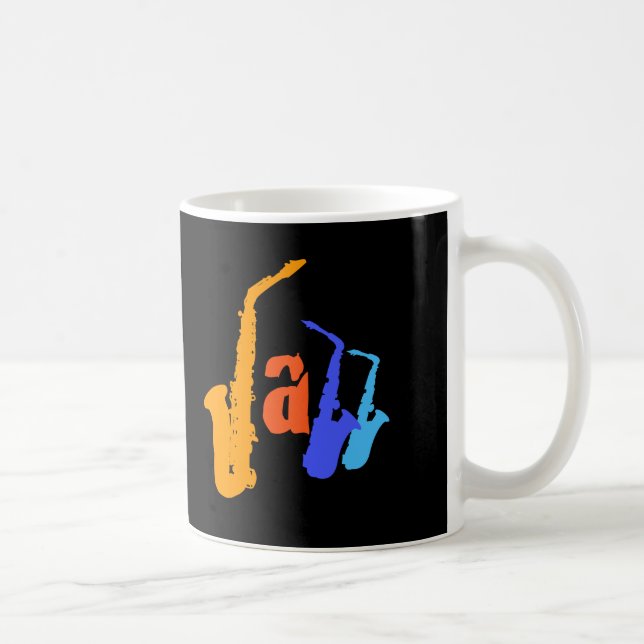 Farben von Jazz Sax Illustration Black Tasse 2 (Rechts)