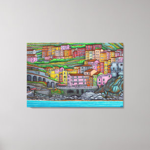 Farben von Manarola Wrapped Canvas 36" x 24" Leinwanddruck