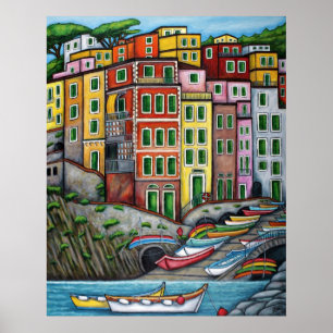 Farben von Riomaggiore, Cinque Terre Poster