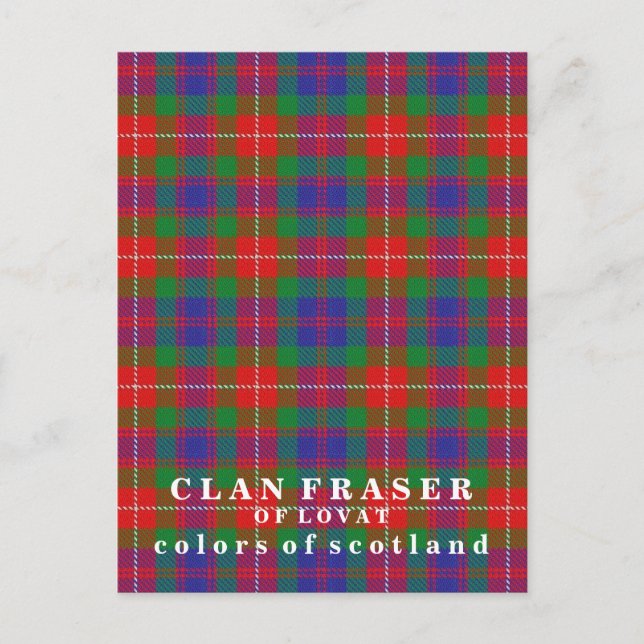 Farben von Schottland Clan Fraser von Lovat Tartan Postkarte (Vorderseite)
