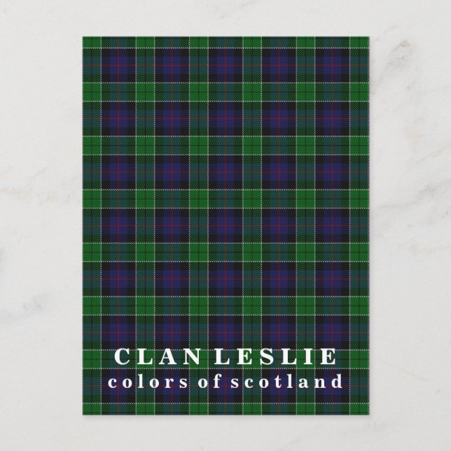 Farben von Schottland Clan Leslie Tartan Postkarte (Vorderseite)