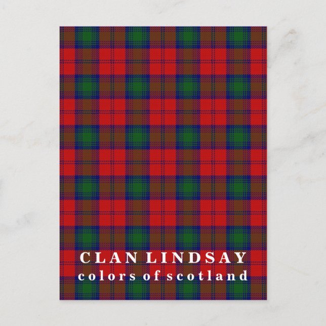 Farben von Schottland Clan Lindsay Tartan Postkarte (Vorderseite)