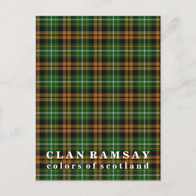 Farben von Schottland Clan Ramsay Jagd Tartan Postkarte (Vorderseite)