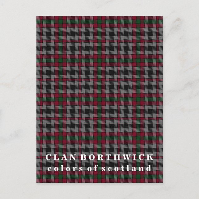 Farben von Scotland Clan Borthwick Tartan Postkarte (Vorderseite)