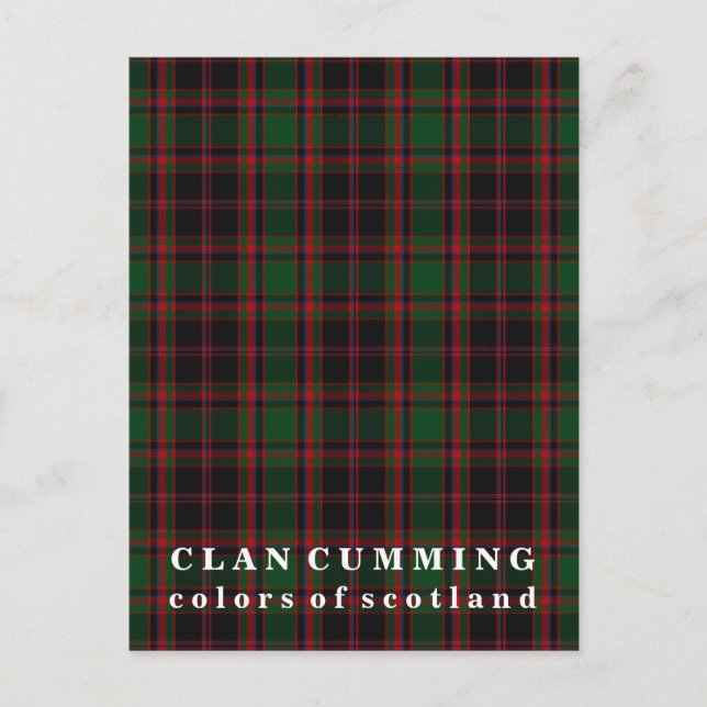 Farben von Scotland Clan Cumming Tartan Postkarte (Vorderseite)
