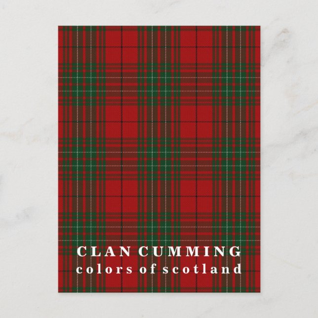 Farben von Scotland Clan Cumming Tartan Postkarte (Vorderseite)