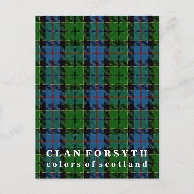 Farben von Scotland Clan Forsyth Tartan Postkarte (Vorderseite)