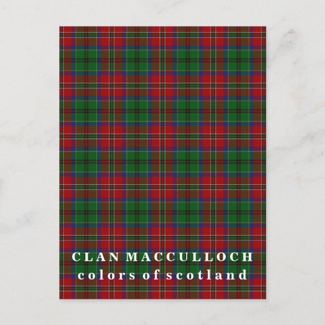 Farben von Scotland Clan MacCulloch Tartan Postkarte (Vorderseite)
