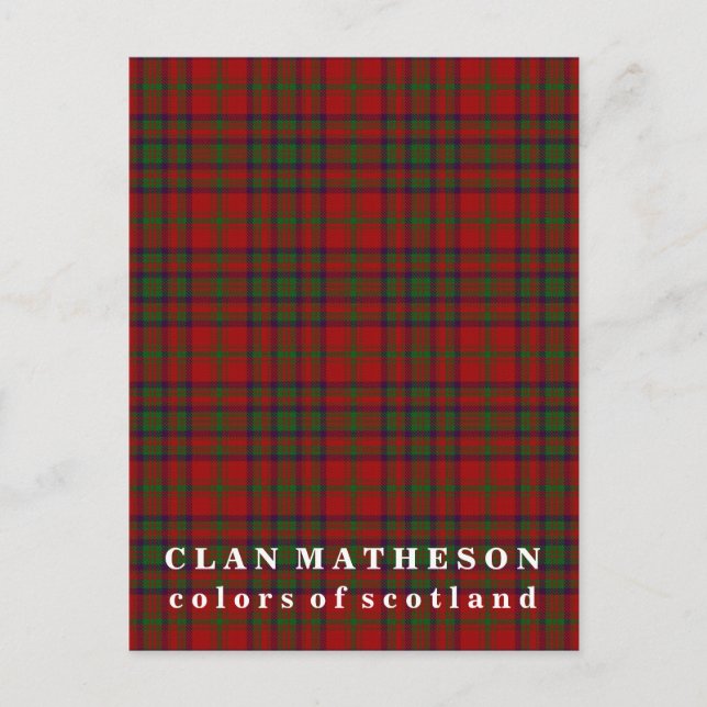 Farben von Scotland Clan Matheson Tartan Postkarte (Vorderseite)