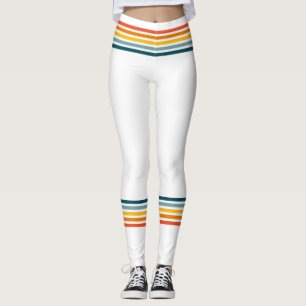 Farben & White Trendy 80's Tube Sock Stil Leggings