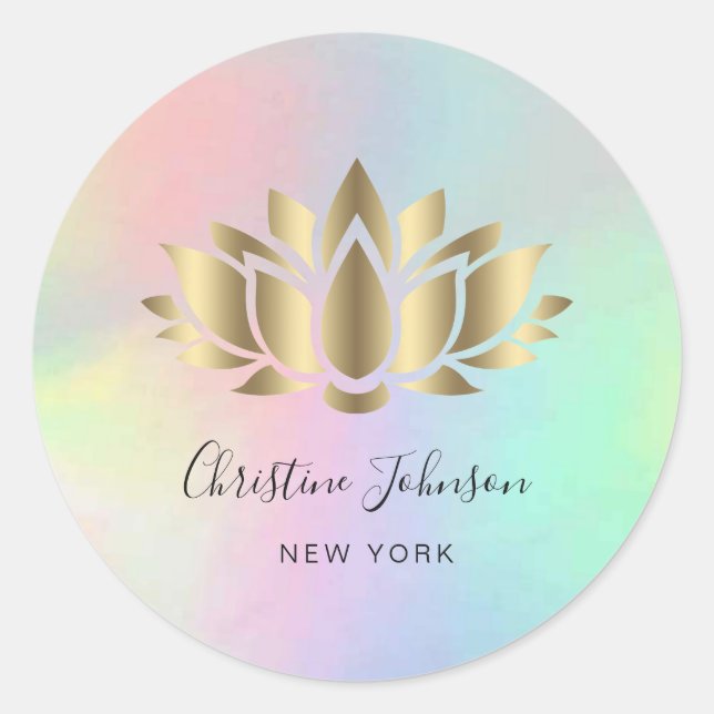 Farbenbeige Lotus-Logo auf Pastellfarben Runder Aufkleber (Vorderseite)