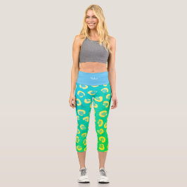 Farbenblauer Tierprint niedlich Capri Leggings