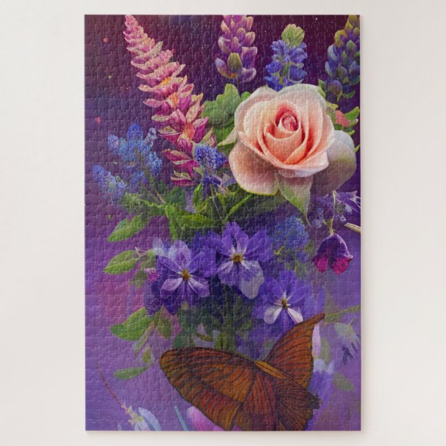 Farbenbrot - Lupinen und Rose Puzzle (Vertikal)