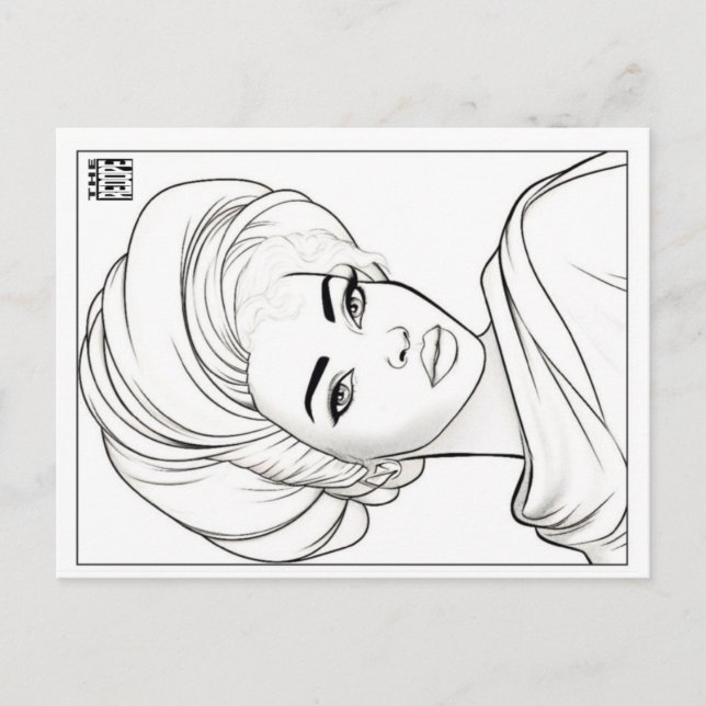 Färbende Postkarte | Frau des Stoffes (Vorderseite)