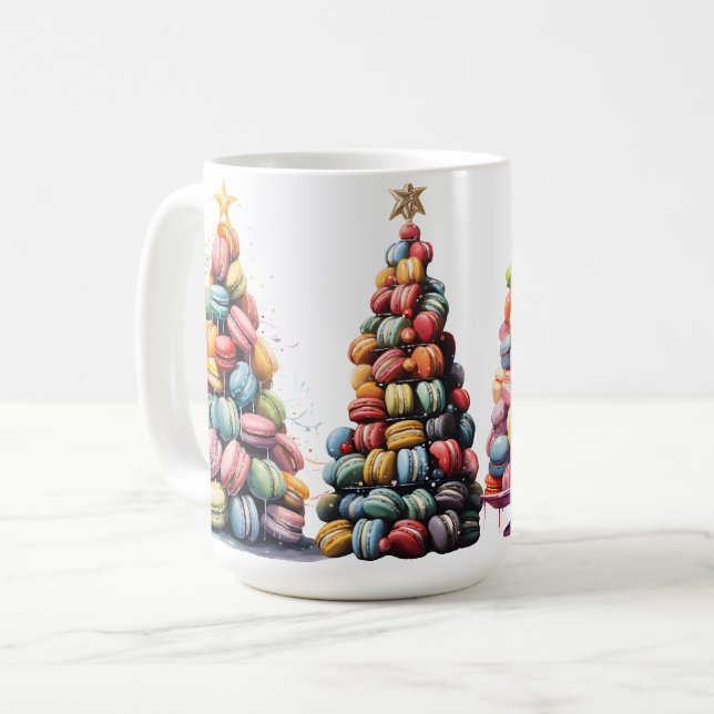FARBENE MACARON FERIENHAUS CHRISTMAS BÄUME KAFFEETASSE (Vorderseite Links)