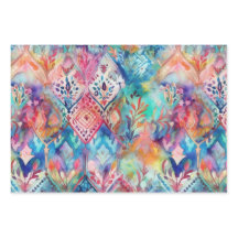 FARBENES BOHO WASSERFARBBODENDEKORATIVPAPIER