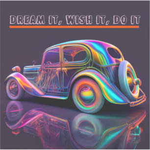 FARBENES VINTAGE-AUTO "DREHEN SIE ES, WISSEN SIE E AUFKLEBER