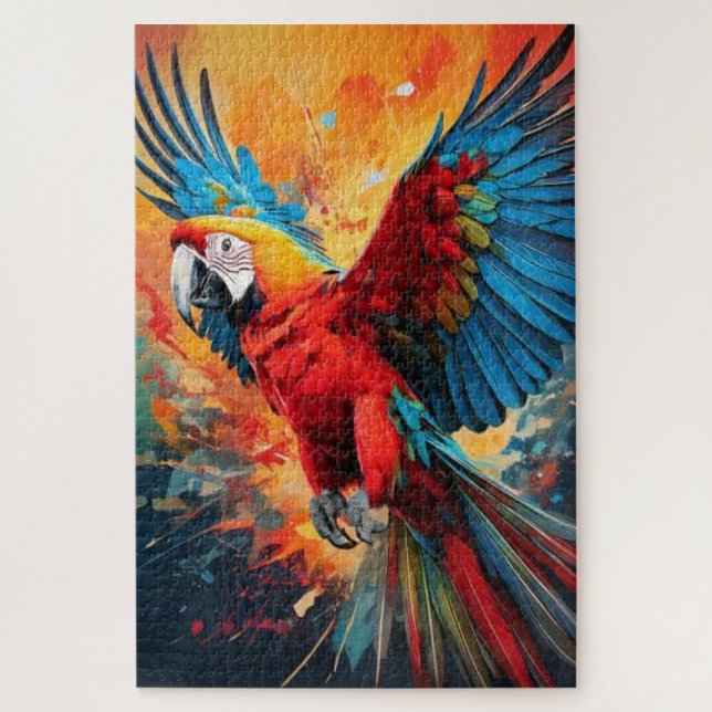 Farbenexplosion Papagei Kunst Puzzle (Vertikal)
