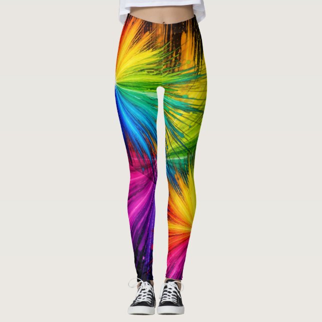 Farbenexplosionen malen Design auf süßen eng anlie Leggings (Vorderseite)