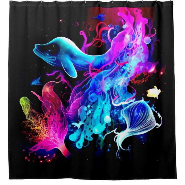 FARBENFANTASY SEA CREATURES SHOWER CURTAING DUSCHVORHANG (Vorderseite)
