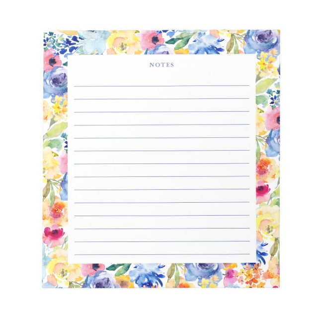 Farbenfarbene Florals Notepad Notizblock (Vorderseite)