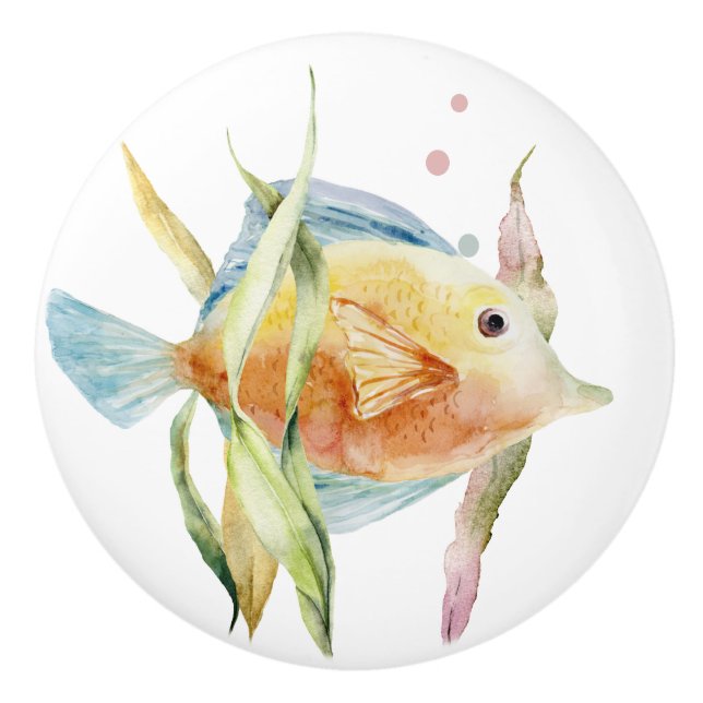 FARBENFARBENER TROPISCHER FISCH, STRAND KERAMIKKNAUF (Vorderseite)