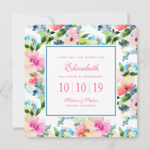 Farbenfarbenes Blumenmuster - Bridesmaid Einladung