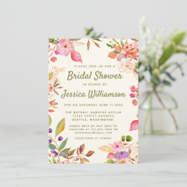 Farbenfarbenes Brautparty für Flora und Fauna Einladung