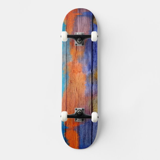 Farbenfarbenes Holz Abstrakt #6 Skateboard (Vorderseite)