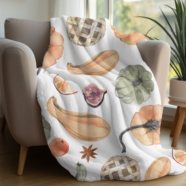 Farbenfarbenes Kürbismuster | Herbstwoben Fleecedecke (Von Creator hochgeladen)