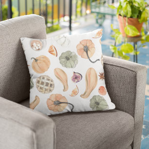 Farbenfarbenes Kürbismuster   Herbstwoben Kissen