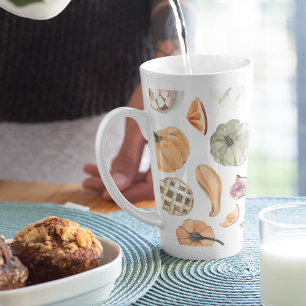 Farbenfarbenes Kürbismuster   Herbstwoben Milchtasse