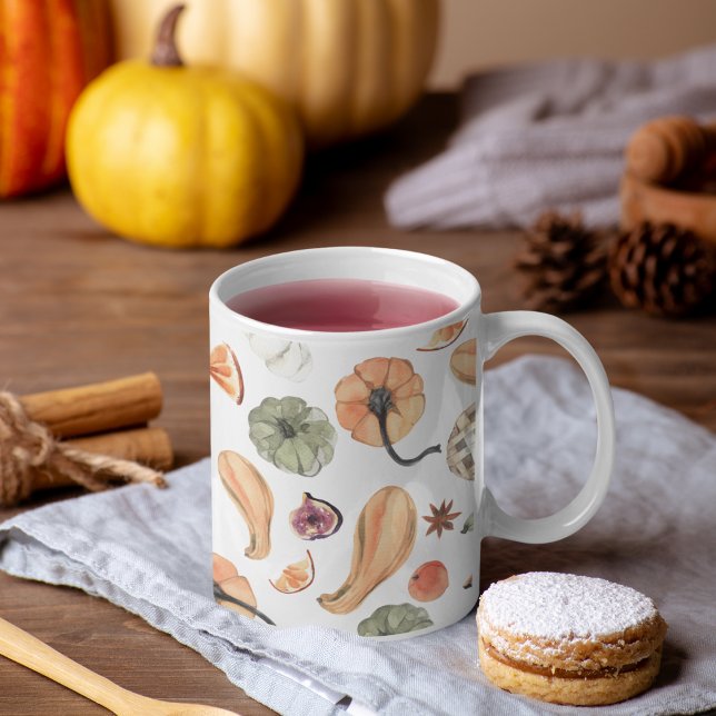 Farbenfarbenes Kürbismuster | Herbstwoben Zweifarbige Tasse (Von Creator hochgeladen)