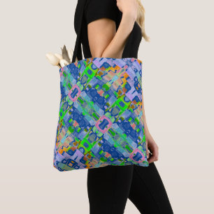 Farbenfarbenes Muster Blue Boho Tote Beutel