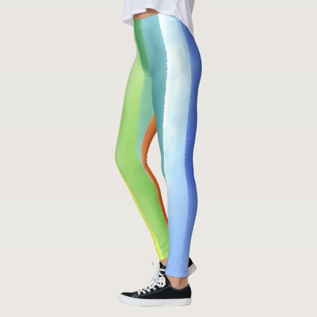 Farbenfarbenes vertikales Regenbogenmuster | Leggings (Links)